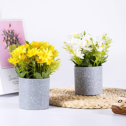 LUEUR Set of 2 Artificial Daisy Flowers in Pots Artificial Gerber