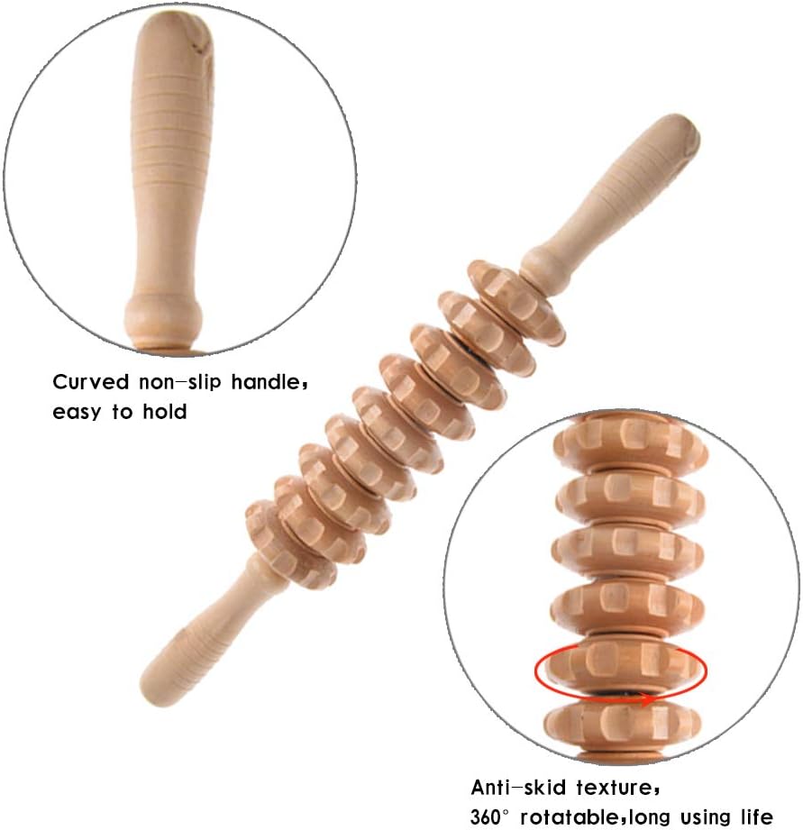 Liitrton Manual Wooden Fascia Massage Roller Trigger Points for Release Cellulite Sore Muscle Blasting (White): Health & Personal Care