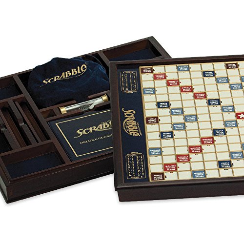 Winning Solutions  Scrabble Deluxe Wooden Edition with Rotating Game Board