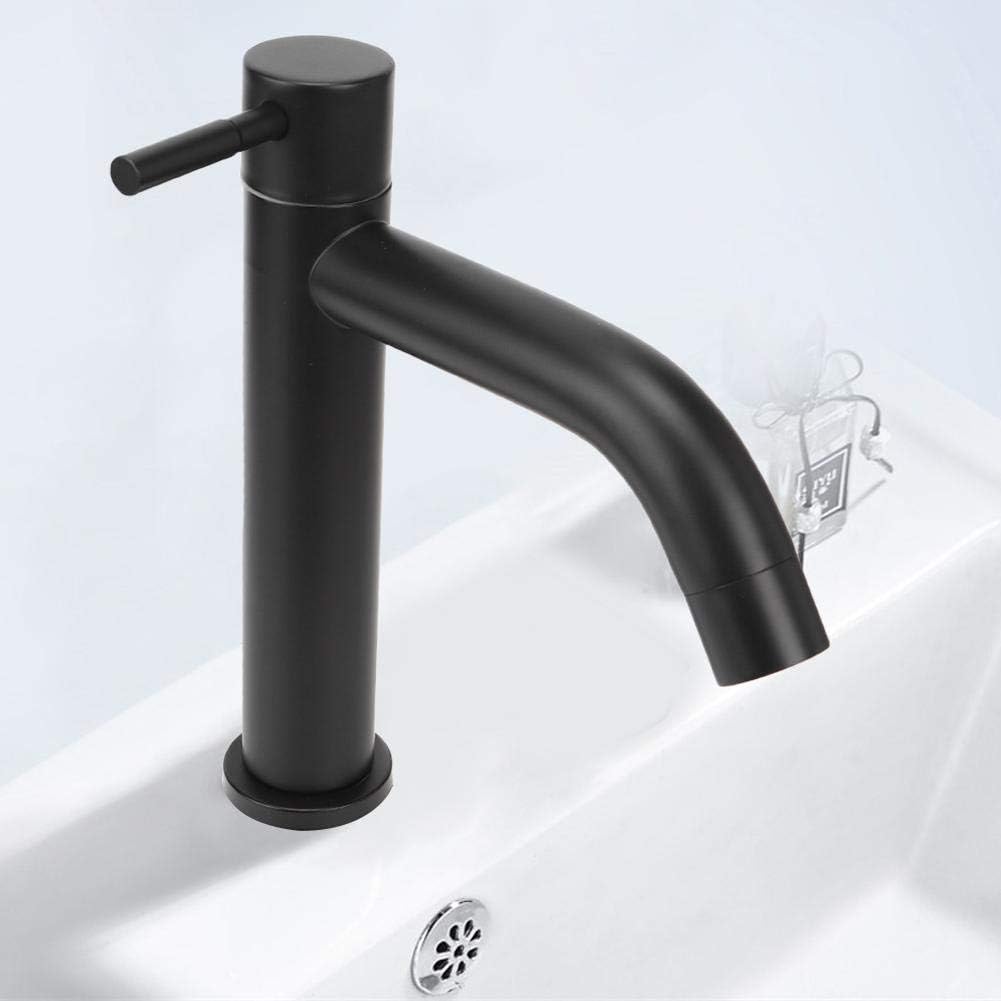Mumusuki Single Cold Stainless Steel Black Bathroom Faucet with Hose - Image 4