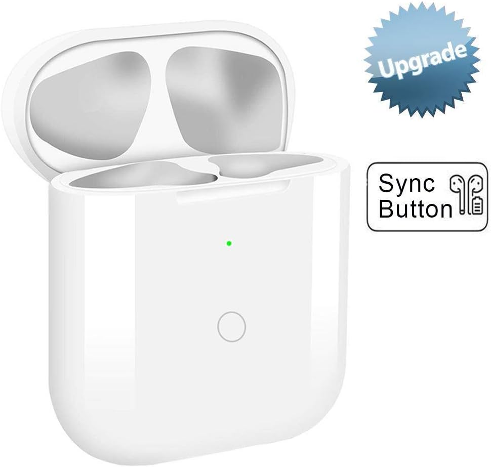 Sync Button Wireless Charging Case Compatible with AirPods 1&2 Replacement with Bluetooth Pairing (Air Pods not Included), AirPod Earbuds Protective Substitute Cover