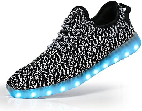LED Light up Shoes XRun Luminous Shoes Unisex Sneakers USB Charging Flashing Sports Shoes, Grey, EU 39/8 B(M) US Women = 6.5 D(M) US Men