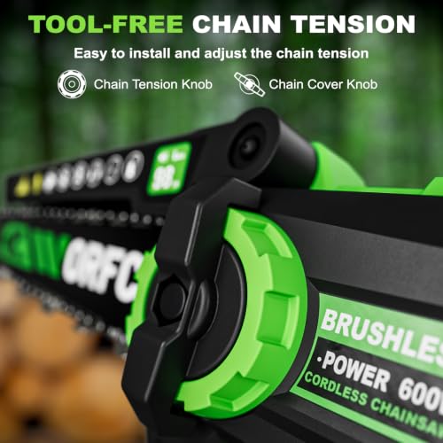 WORFCI 8-Inch Mini Chainsaw with 2Pcs Batteries&Charger, Brushless Cordless Chainsaws with Auto-Oiler, Electric Chain Saw Perfect Gardening Tools for Wood/Trees Pruning, Gifts for Men Women