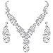 BriLove Women's Wedding Bridal Crystal Multi Teardrop Cluster Statement Necklace Dangle Earrings Set