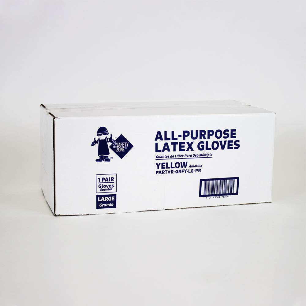 The Safety Zone RGRFYSMPR Reusable Latex Gloves (12 Bagged Pairs of