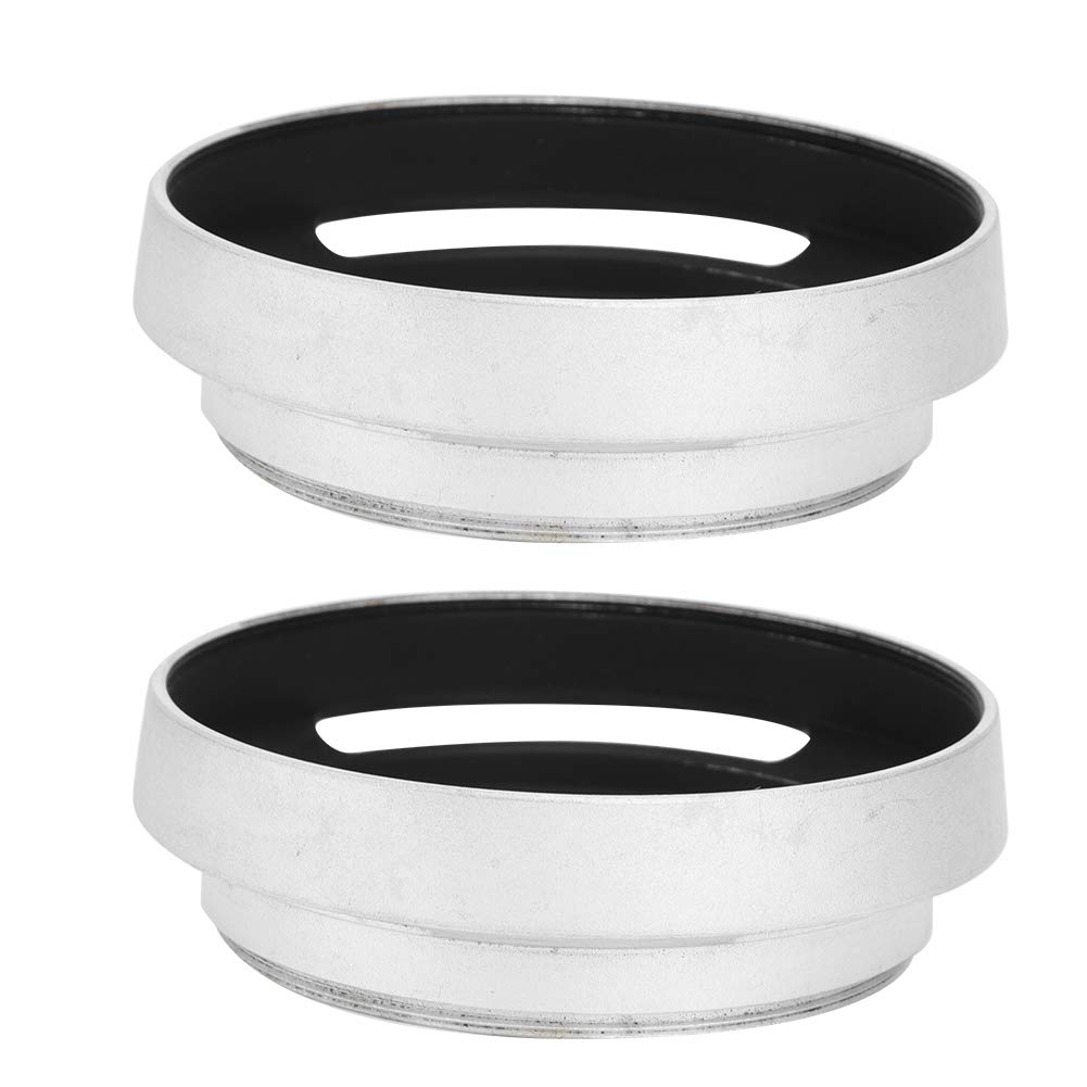 Topiky Lens Hood, 2Pcs 52mm Aluminum Alloy Silver Camera Lens Hood Replacement for Camera