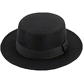 Blue Classic Fedora Hat Wide Brim Pork Pie Hat Flat Top Hat Boater Trilby Hat for Women Men