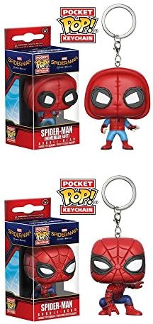 Funko Pocket Pop! Keychains Set of 2: Spider-Man Homecoming Spider-Man New Suit &amp; Homemade Suit Action Figure