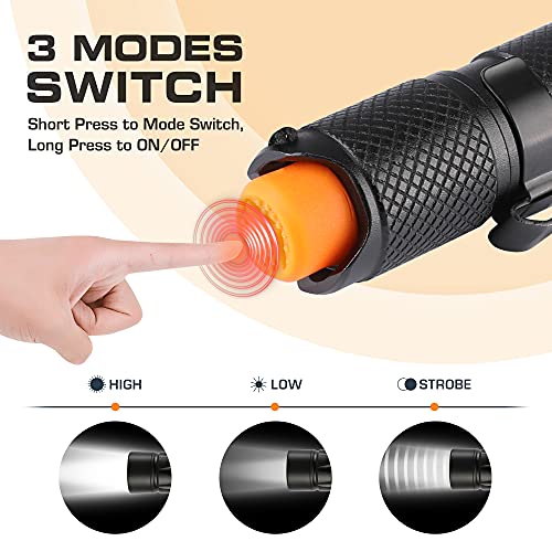 EverBrite Aluminum LED Flashlight, 3 Lighting Modes, Zoomable Adjustable Focus for Camping, Hiking, Fishing, Running, Power Outages & Emergencies, 1 AAA Battery Included
