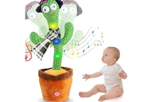 Besia Dancing Cactus Mimicking Toy,Talking Repeat Singing Sunny Animal Toy 120 Pcs Songs for Baby 15S Record Your Sound Sing+Dancing+Recording+LED (Random Cloth Set)