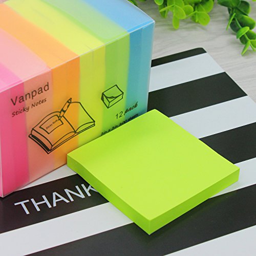 Vanpad Bright Colors Sticky Notes, Assorted Stickies of 3 in x 3 in, 12 Pads/Pack, 100 Sheets/Pad - Thumbnail 3