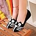 Cute Cartoon Ballet Loafers Slip-on Dressy Flats Girl's Women's Shoes Black Critter Cat Collocation Dog