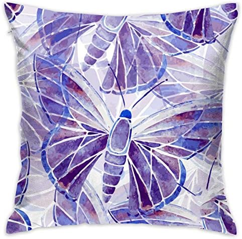 QIPNVY Decorative Throw Pillow Covers 18" X 18"-Purple Butterfly Cushion Cover Couch Pillows Sofa Bed Car Invisible Zippered Pillowcase