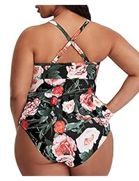 Traje de baño para dama de tamaño grande, con diseño floral retro