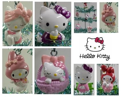 Set Of 6 Hello Kitty Christmas Tree Ornaments Featuring Hello