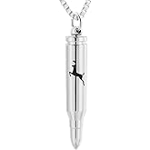 XSMZB Urn Necklaces for Ashes Bullet Shape Container Pendant Stainless Steel Keepsake Holder Ashes for Pet Human Memorial Cremation Jewelry for Men Women