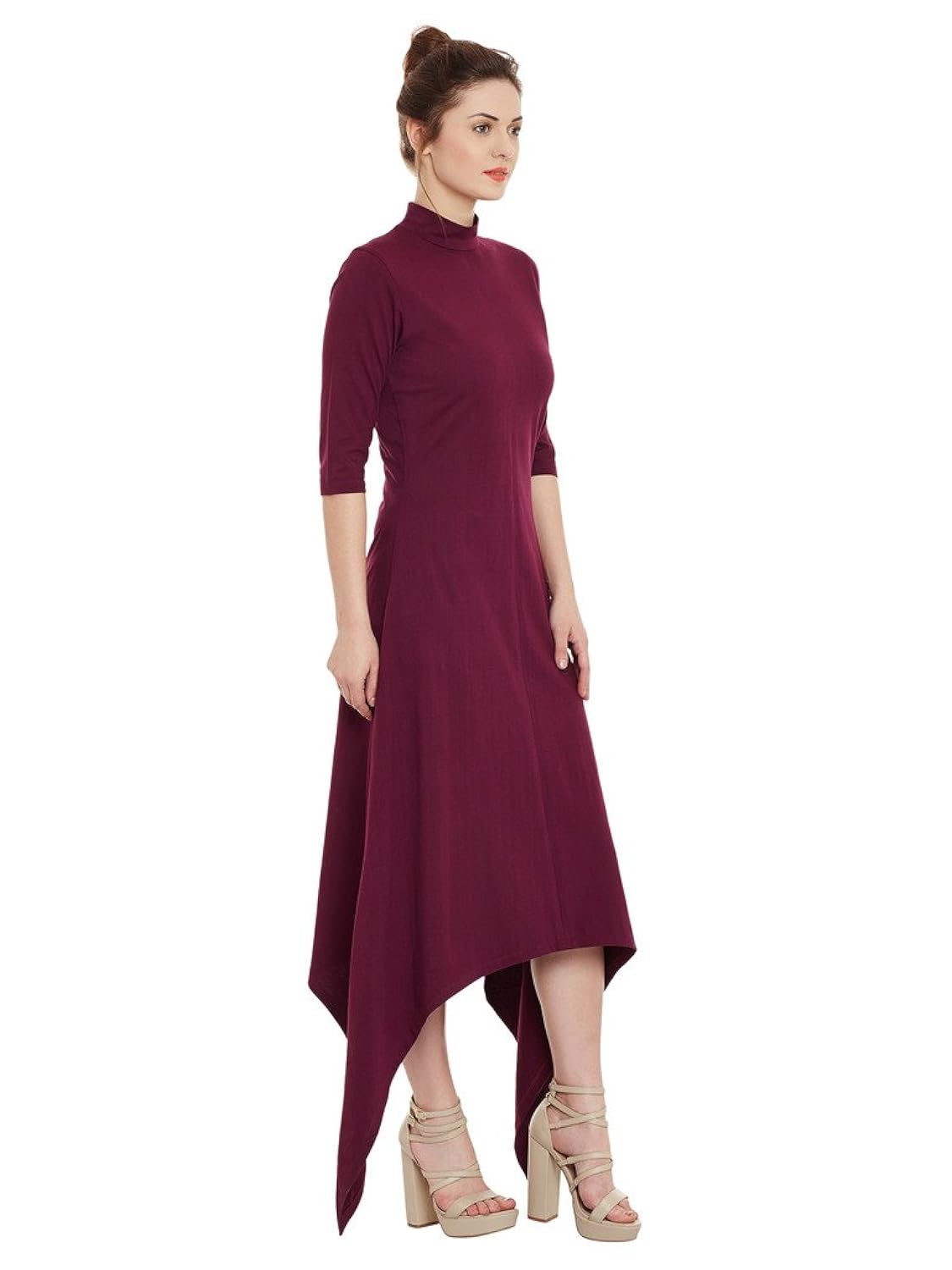 miss chase womens magenta high neck high-low dress