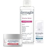 Dermaglos 3-pack Facial Skincare Set | Micellar Water 13,52floz + Hyaluronic Acid Serum 1floz + Ultra Volume Night Cream Moisturizes And Improves The Appearance Of Wrinkles