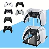 Game Controller Holder 2 Tiers - Universal Dual Controller & Headphone Stand, Acrylic Clear Display Stand Compatible with Nintendo Switch, Xbox, PS5, PS4 - Desk Mounts