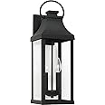 Capital Lighting 946421BK Bradford Clear Glass Outdoor Wall Lantern, 2-Light 120 Total Watts, 21" H x 7" W, Black