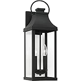 Capital Lighting 946421BK Bradford Clear Glass Outdoor Wall Lantern, 2-Light 120 Total Watts, 21" H x 7" W, Black