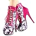 SHOW STORY Black/Pink/Purple Lace Up Stiletto Heel Gothic Ankle Boots,LF80831