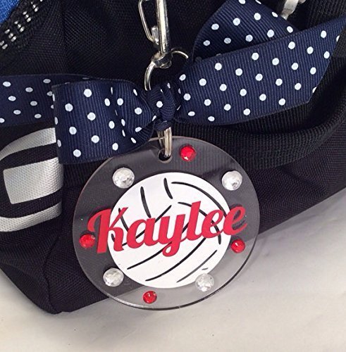 Volleyball White Ball Bag Tag Personalized with Your Name and Your Colors - Thumbnail 2