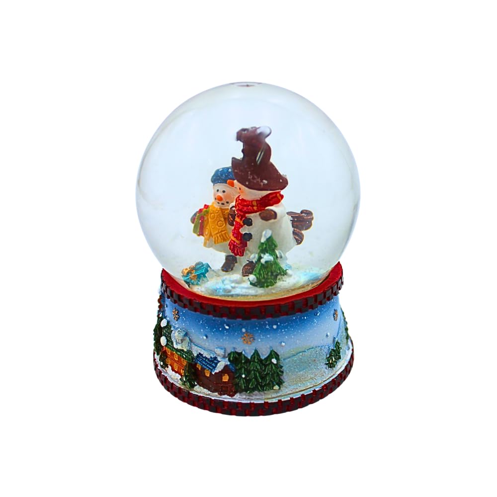 Beautiful Small Snow Globe with Snowman with Red Scarf, Dimensions Approx. 9 x 7 cm/Diameter 6.5 cm