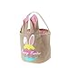 Easter Bunny Basket Egg Bags for Kids,Linen Personalized Candy Egg Basket Rabbit Print Buckets， Easter Eggs Hunt Easter Party Favors Decorations Candy Gifts Toys Storage(Egg-Pink)