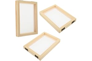 TOYANDONA 3Pcs DIY Paper Making Frame Kit 7X5 Inch Wooden Paper Craft Mold Deckle for Kids Educational Art and Family Craft Projects