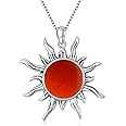 DOLIOX Sun Turquoise Pendant Necklace, 925 Sterling Silver Genuine Gemstones Western Jewelry Gift for Women