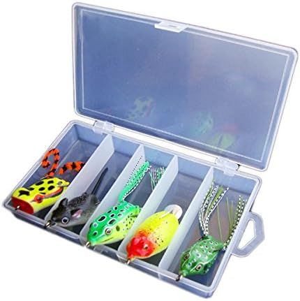 Frog lure with tackle box fishing soft rubber frogs design for saltwater and freshwater tough fishes irresistible bait lures fishing frog and mouse topwater frog five pcs pack