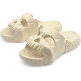 Cheval Skull Slide Sandals for Women Men Anti-Slip Cushioned Slippers EVA Thick Soft Slides Open Toe Slide on Indoor Outdoor Beach Pool Sandals Khaki