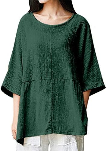 Londony New Seasons Tops Women PlusSize Blouse,Ladies Casual Long Sleeve Linen Solid O-Neck Top T-Shirt