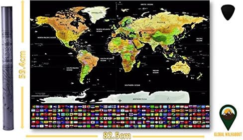 XL Scratch Off Map โ Deluxe Extra Large World Map Poster โ US states, Countries and Flags โ Travel Gift - GLOBAL WALKABOUT