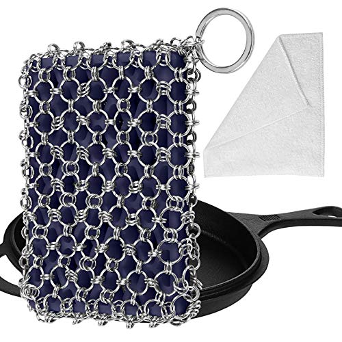 Cast Iron Skillet Cleaner Chain mail Scrubber Set for Cast Iron