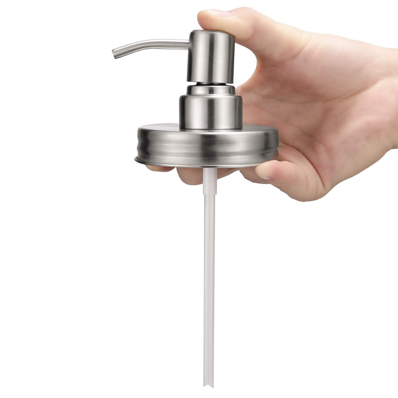 BTU Double Stainless Steel Soap Pump and Lotion Dispenser Lid,Replacement Rust Proof Soap and Lotion Dispenser Pump for Mason Jars or Other DIY Lotion Dispensers,2 in 1 Package (No Jars)