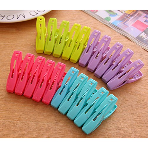 Shiaon Sturdy Clothespin 40-pack Colored Plastic Clothes Clips for Laundry Outdoor Kitchen and Photo Paper Craft - Windproof Anti-Slip Clothing Line Pegs With Springs - Air-Drying Clothing Pin Set - Thumbnail 2