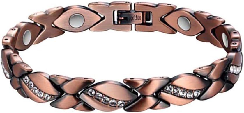 99.9% Copper Bracelet for Women Magnetic Therapy Bracelets Pain Relief for Arthritis and Carpal Tunnel Syndrome 7.8 Inch Adjustable Crystal Bracelets Pure Copper (Black): Health & Personal Care