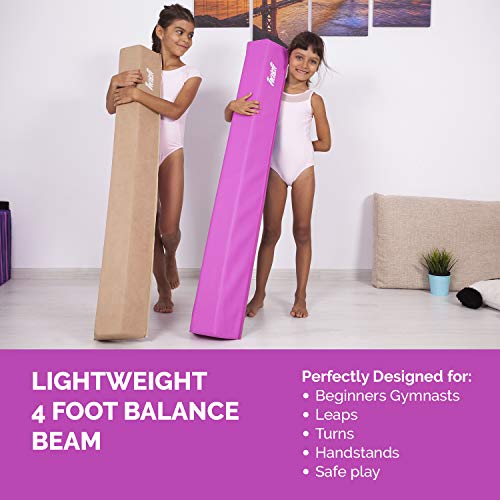 Hazli Folding Gymnastics Balance Beam for Home Practice - 8 ft Balance Beams for Gymnastic - Great Balance Beam for Kids - Soft Yet Sturdy Gym Equipment for Children (4ft Pink Sectional Beam) - Thumbnail 3