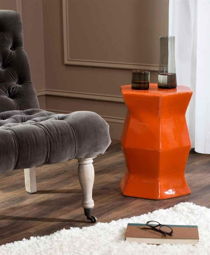 Safavieh Modern Hexagon Ceramic Decorative Garden Stool, Orange: Home & Kitchen