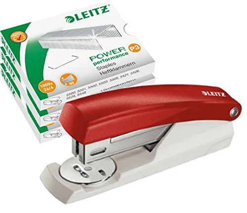 Leitz NeXXt Series Small Office Stapler, 25 Sheet rot mit Klammern
