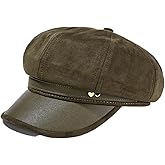 Womens Suede Newsboy Cap 8 Panel Paperboy Caps with Leather Brim Vintage Baseball Hat Baker Cabbie Beret Hats