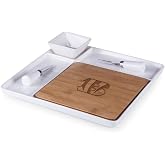 Picnic TIME NFL Peninsula Cutting Board &amp; Serving Tray - Cheese Board - Charcuterie Board - Appetizer Plate, Bamboo &amp; White Ceramic