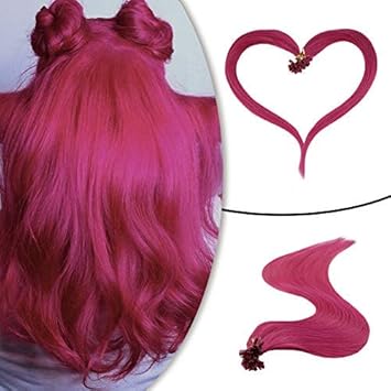 Amazon Com Runature Pre Bonded Extensions Hot Pink Color 16