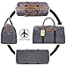 Travel Duffel Bag Waterproof Canvas Overnight Bag Leather Weekend Oversized Carryon Handbag Grey