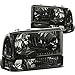 Auto Dynasty Headlights Assembly Compatible with 1999-2004 Ford F-250 F-350 F-450 F-550 Super Duty Excusion, 4Pcs Halogen Headlamps Replacement w/Bumper Lamps, Smoked Lens Clear Corner
