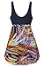 wantdo Women's High Waist Swimsuit Plus Size Swimdress Padded Beach Suit Feather 3XL US 12-14