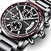 KASHIDUN Men's Watches Luxury Sports Casual Quartz Wristwatches Waterproof Chronograph Calendar Date Stainless Steel Band Black Color (D Black)