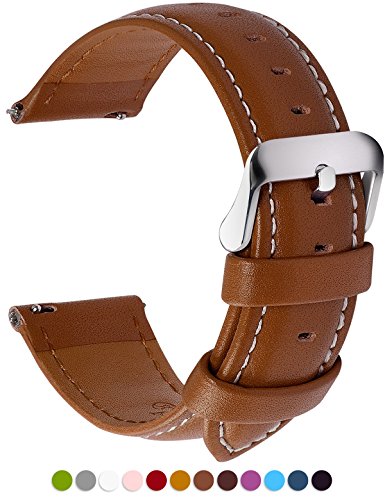 12 Colors for Quick Release Leather Watch Band, Fullmosa Axus Genuine Leather Watch Strap 16mm Brown